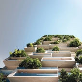 The 117-meter tower will be the first building in the world to be covered with evergreen trees.