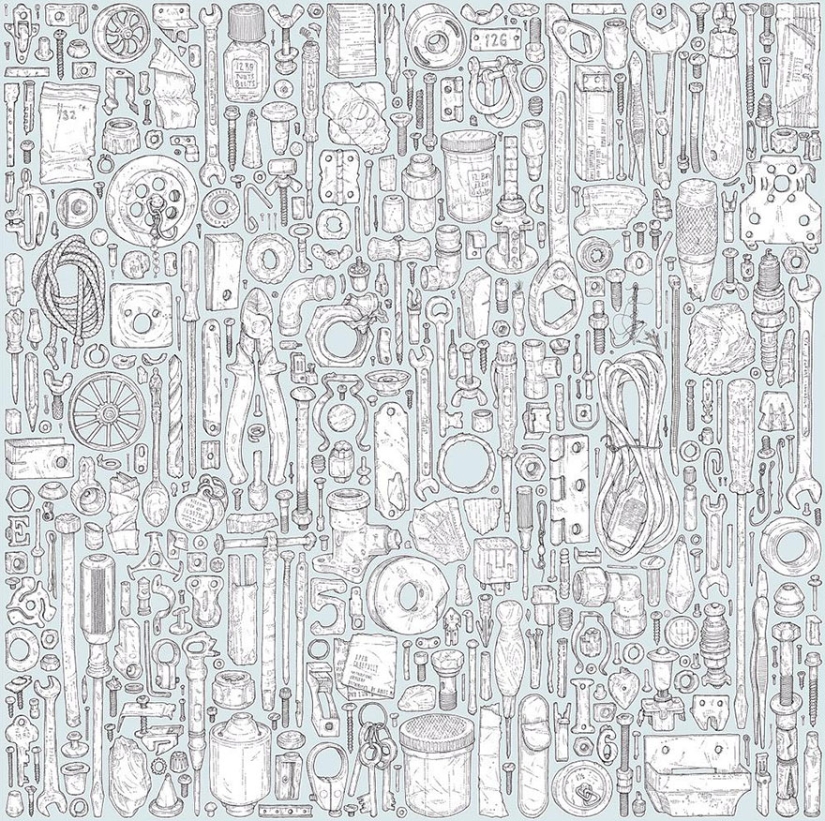 The artist decided to honor the memory of his grandfather by drawing each of the 100,000 items in his pantry.