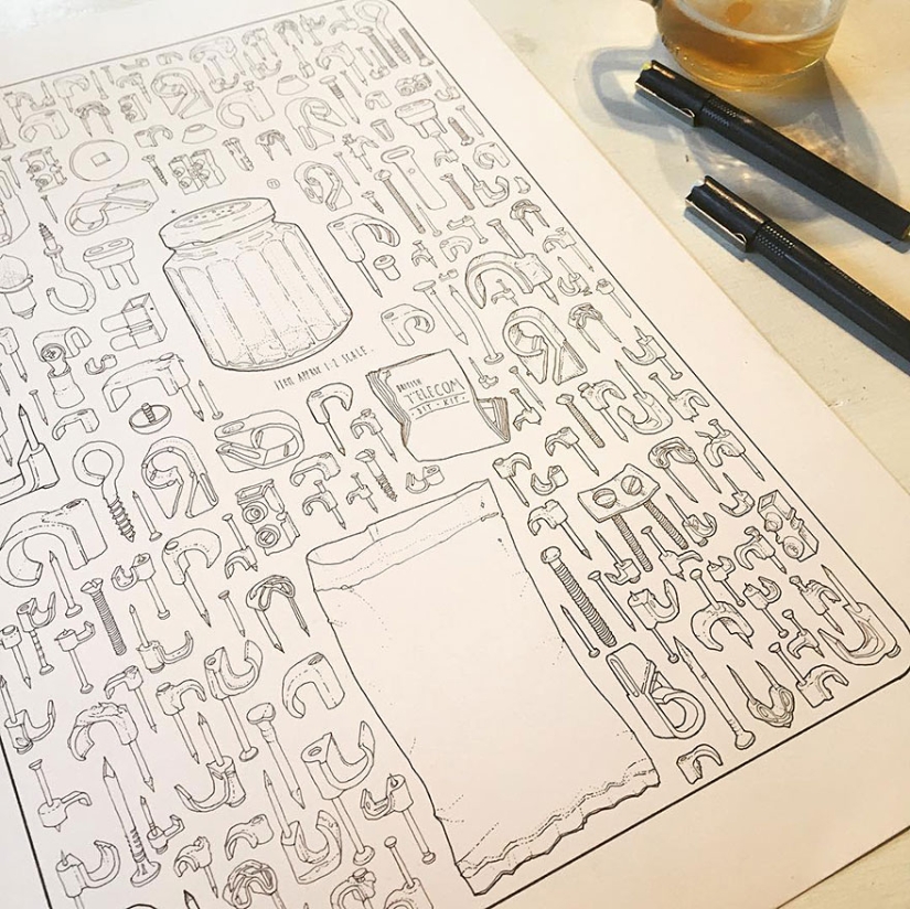 The artist decided to honor the memory of his grandfather by drawing each of the 100,000 items in his pantry.