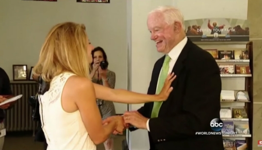 The bride was escorted to the altar by a man who had her father's heart transplanted