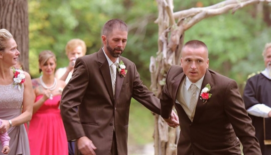The bride's father stopped the wedding to walk his daughter down the aisle with her stepfather