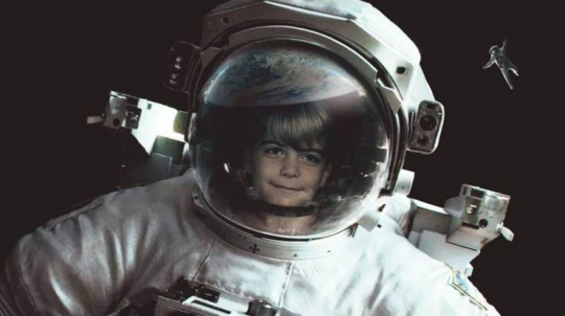 The designer placed children's photos of actors on film posters