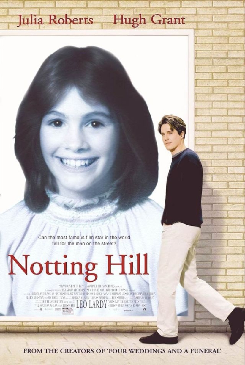 The designer placed children's photos of actors on film posters