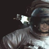 The designer placed children's photos of actors on film posters