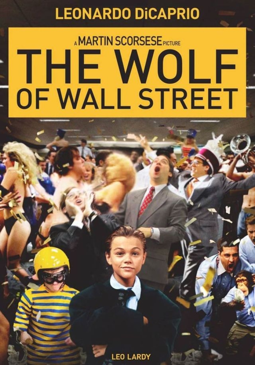 The designer placed children's photos of actors on film posters