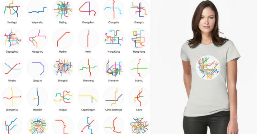 The designer turned the schemes of the world metro into minimalistic symbols