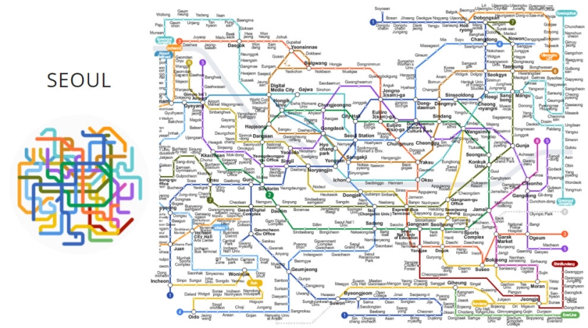 The designer turned the schemes of the world metro into minimalistic symbols