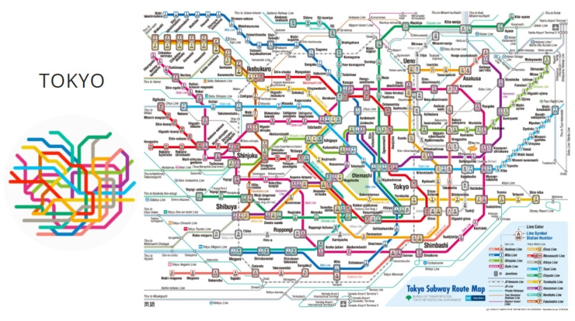 The designer turned the schemes of the world metro into minimalistic symbols