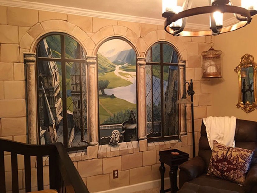 The father made a nursery in the style of Harry Potter for his little wizard