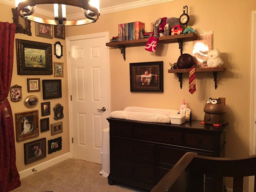 The father made a nursery in the style of Harry Potter for his little wizard