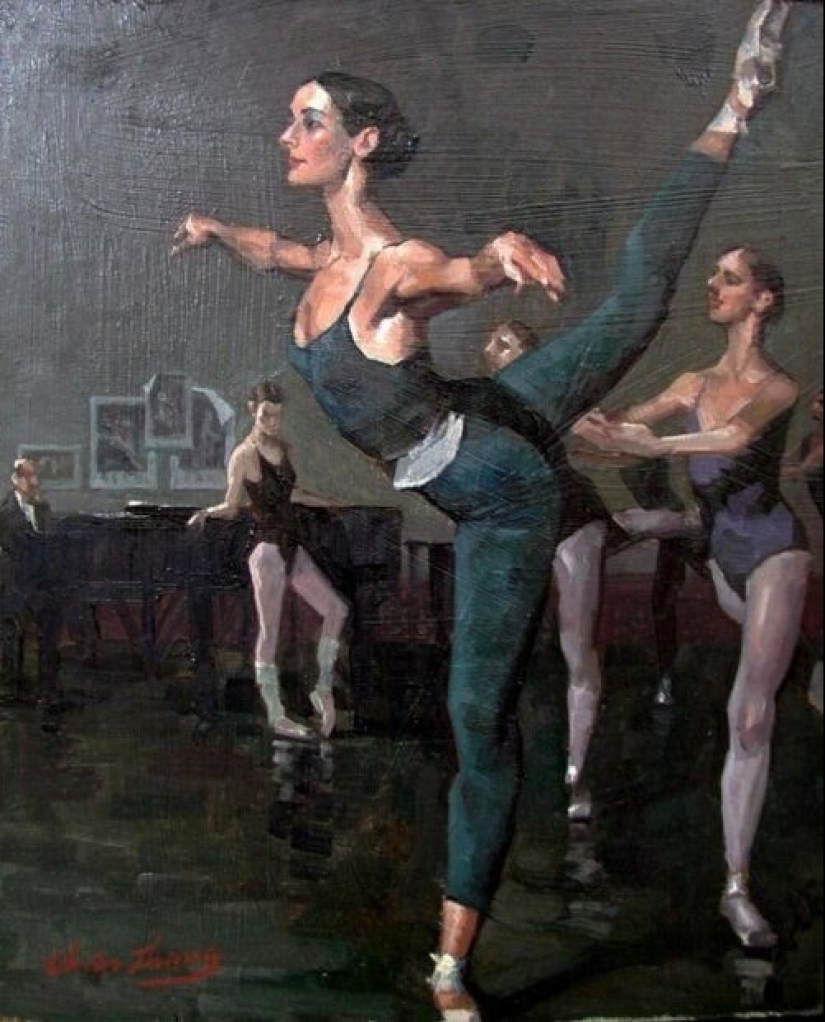 The female figure and its dynamics of movement in ballet in Zhang's paintings