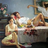 The female figure and its dynamics of movement in ballet in Zhang's paintings