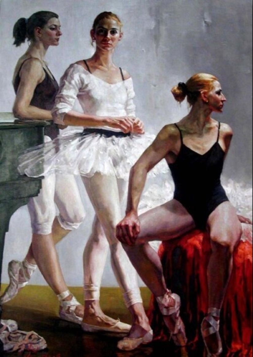 The female figure and its dynamics of movement in ballet in Zhang's paintings