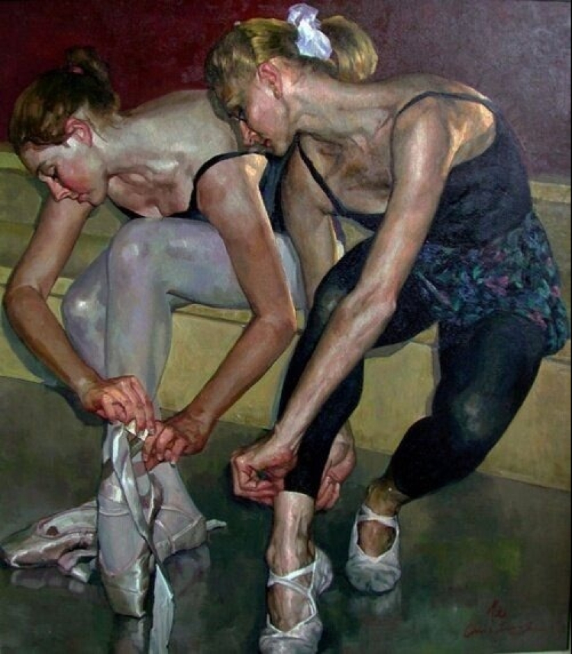 The female figure and its dynamics of movement in ballet in Zhang's paintings