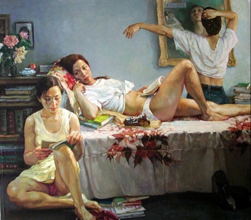 The female figure and its dynamics of movement in ballet in Zhang's paintings