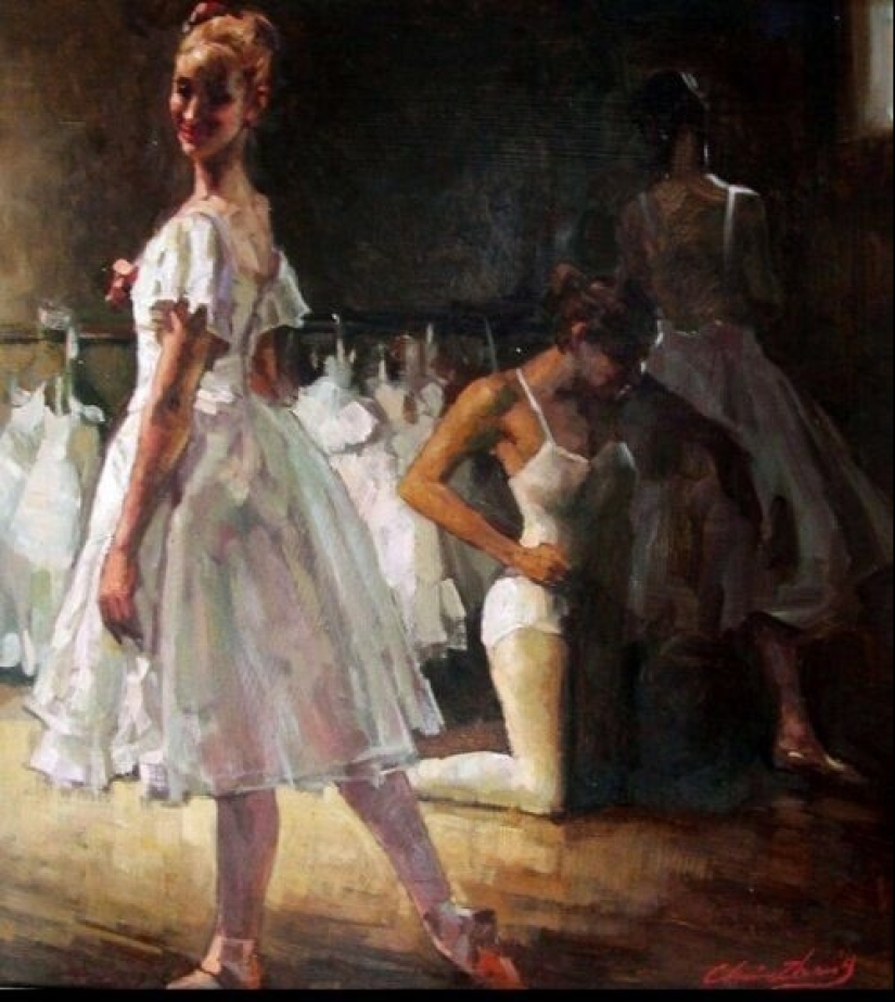 The female figure and its dynamics of movement in ballet in Zhang's paintings