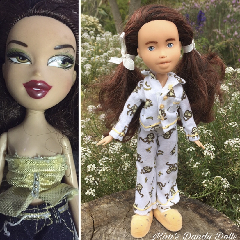 The girl draws realistic faces to old dolls and comes up with characters for them The girl draws realistic faces to old dolls and comes up with characters for them