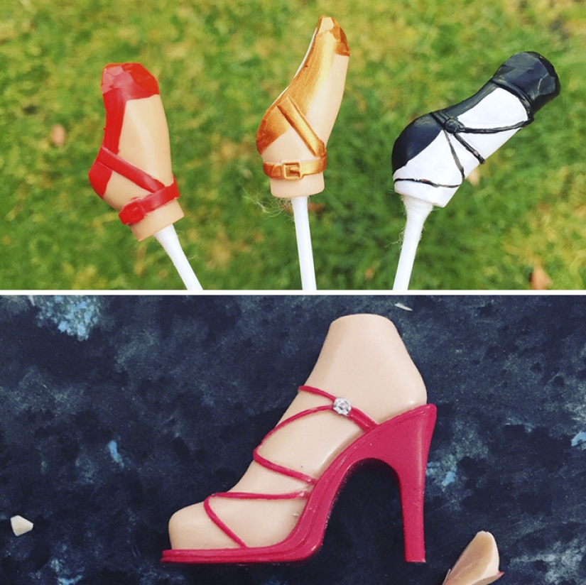 The girl draws realistic faces to old dolls and comes up with characters for them The girl draws realistic faces to old dolls and comes up with characters for them