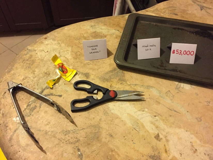 The guy got tired of cleaning up after his flatmate and made an exhibition of modern art out of the mess The guy got tired of cleaning up after his flatmate and made an exhibition of modern art out of the mess