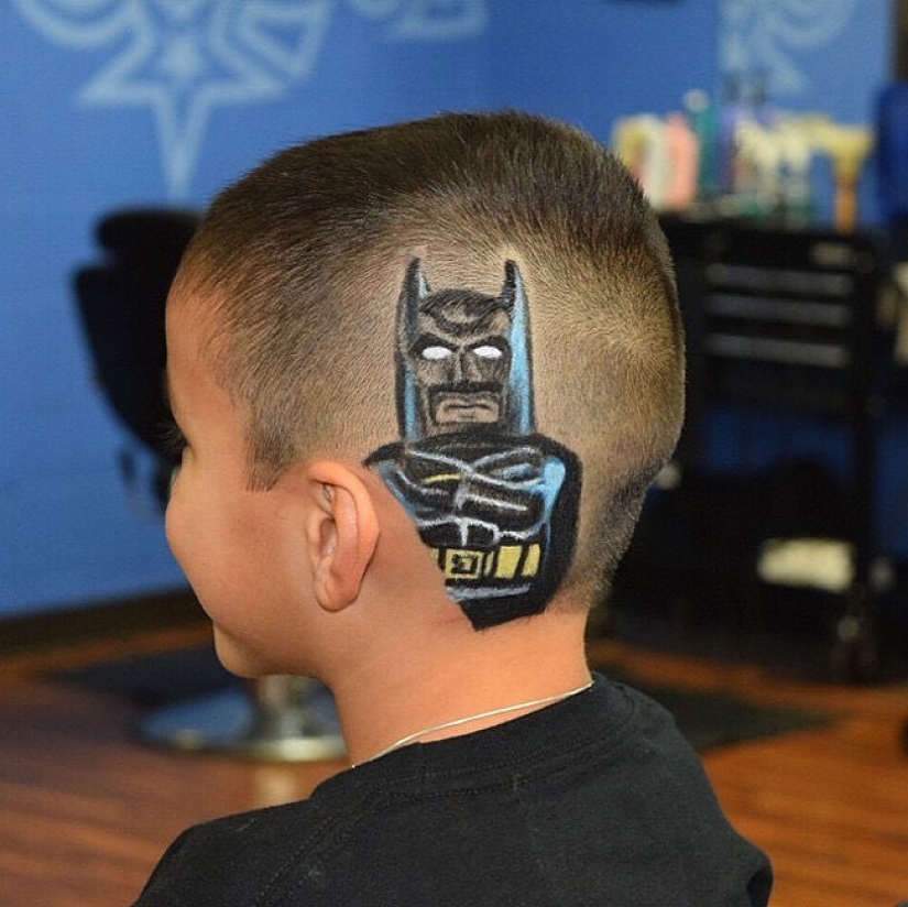 The hairdresser creates three-dimensional portraits of clients' hair