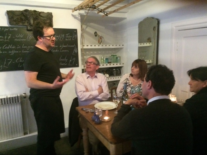 The man turned his living room into a restaurant