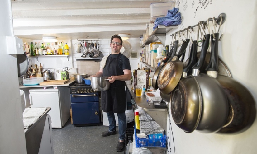 The man turned his living room into a restaurant