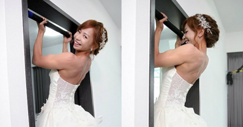 The strongest bride in the world: a Taiwanese woman conquered the wedding guests by training in a dress