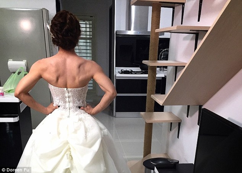 The strongest bride in the world: a Taiwanese woman conquered the wedding guests by training in a dress