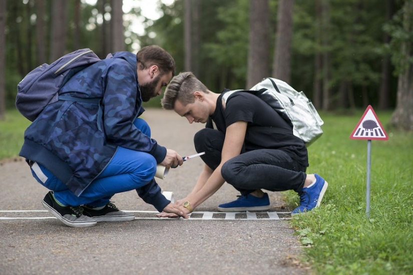 Tiny road signs for tiny Vilnius residents