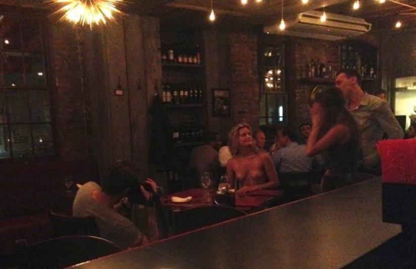 Topless in downtown New York Topless in downtown New York