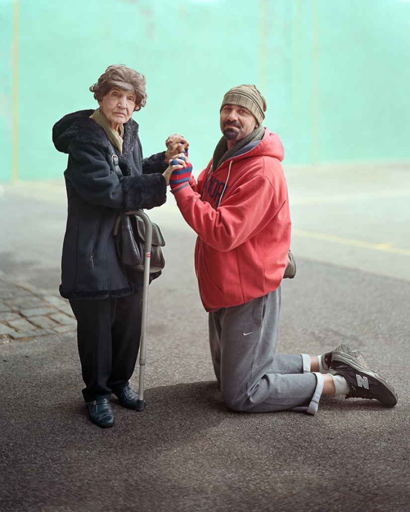 Touching Strangers: Strangers hug each other