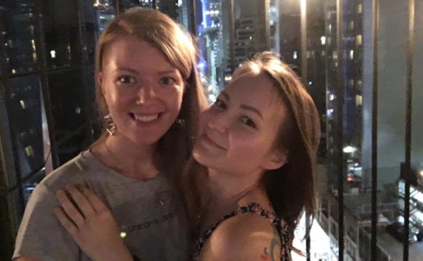 Two Russian feminists walked through the center of New York, exposing their breasts