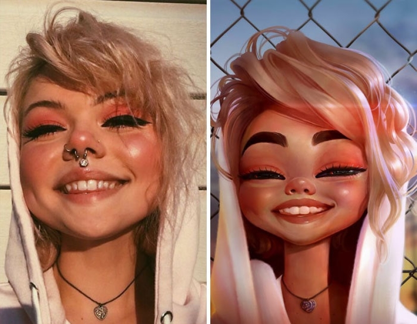 Un amante de Disney y Pixar convierte retratos de gente común en dibujos animados, ¡y es increíble!