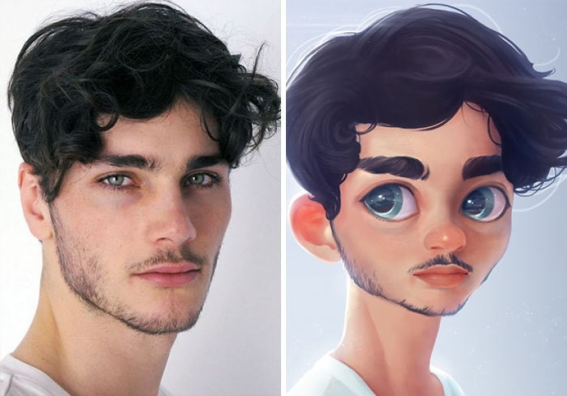 Un amante de Disney y Pixar convierte retratos de gente común en dibujos animados, ¡y es increíble!