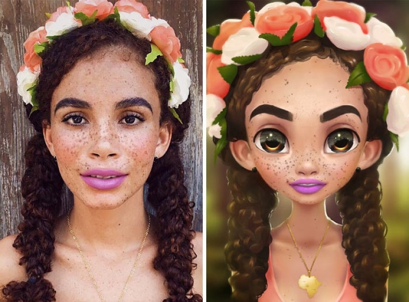 Un amante de Disney y Pixar convierte retratos de gente común en dibujos animados, ¡y es increíble!
