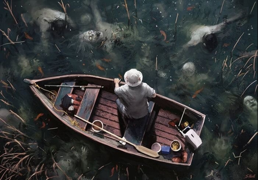 Un artista austriaco dibuja escenas de miedo que te mantendrán despierto hoy: 13 fotos