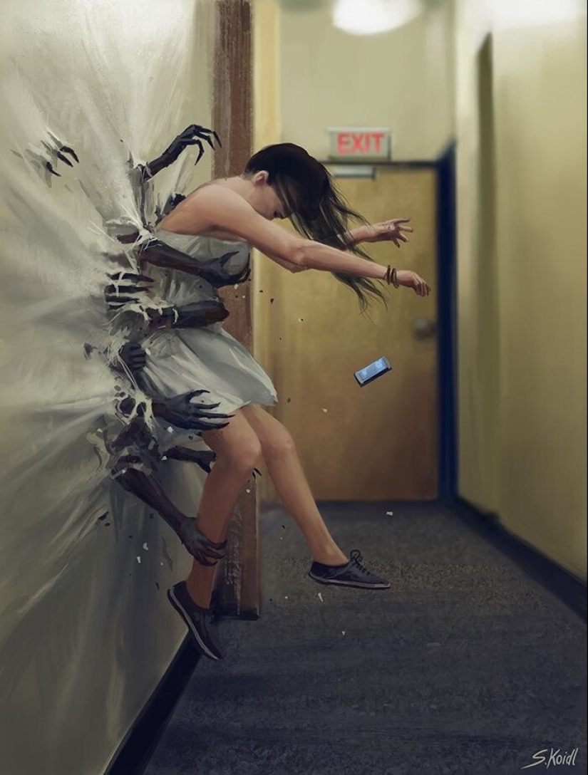 Un artista austriaco dibuja escenas de miedo que te mantendrán despierto hoy: 13 fotos