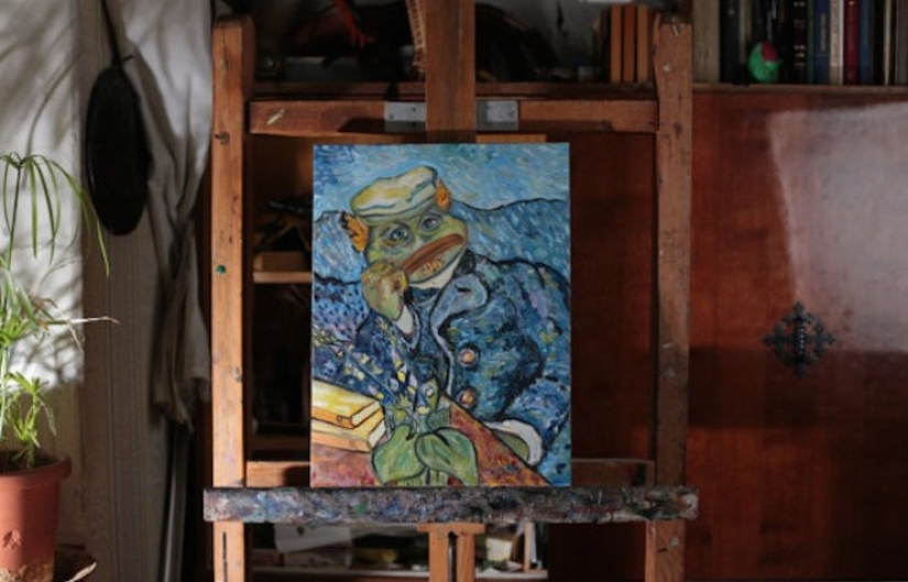 Un artista de San Petersburgo hizo de Pepe la rana el héroe de las pinturas clásicas