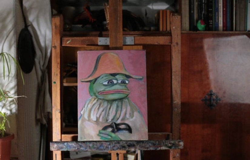 Un artista de San Petersburgo hizo de Pepe la rana el héroe de las pinturas clásicas