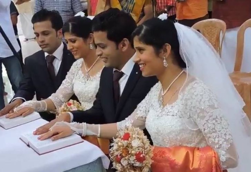 Un par de gemelos se casó con un par de gemelos con un par de gemelos