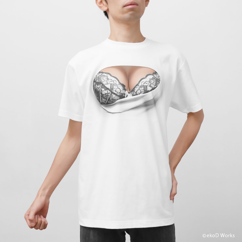 Una camiseta con una ilusión óptica crea senos de la nada