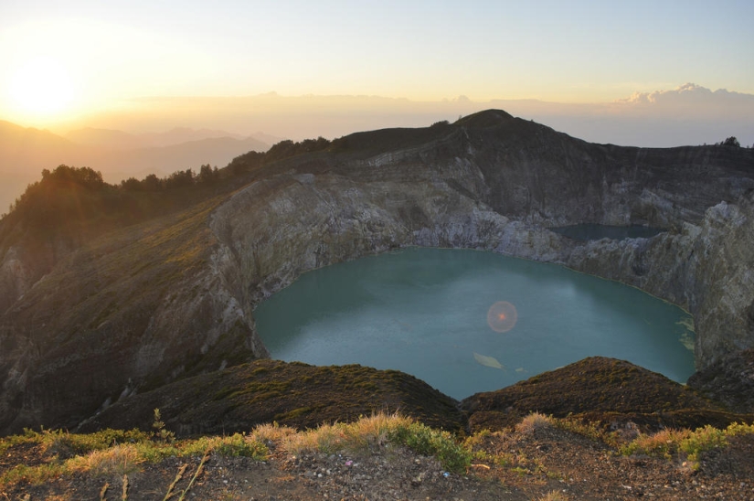Unique tricolor lakes in the crater of the Kelimutu volcano Unique tricolor lakes in the crater of the Kelimutu volcano