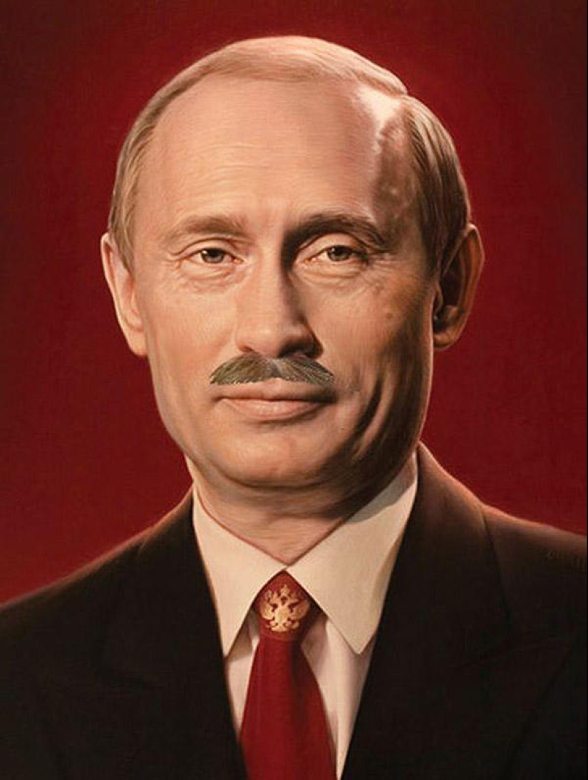 Unusual mustache fan site for Putin