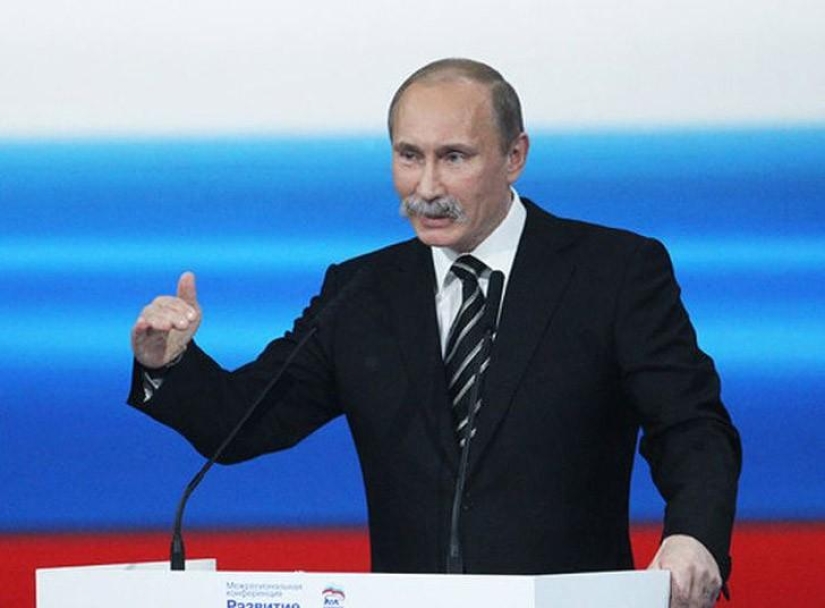 Unusual mustache fan site for Putin