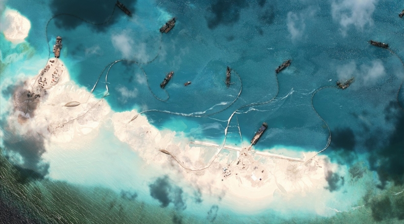 View from heaven: how the Chinese are building islands in the disputed territory