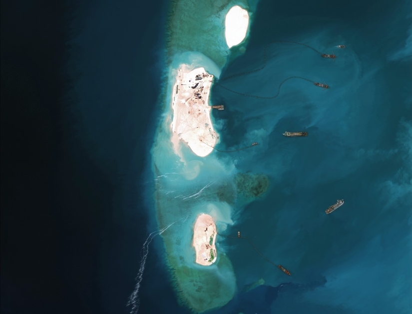 View from heaven: how the Chinese are building islands in the disputed territory