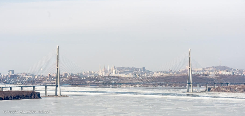 Vladivostok, isla rusa y la costa desde un helicóptero Vladivostok, isla rusa y la costa desde un helicóptero