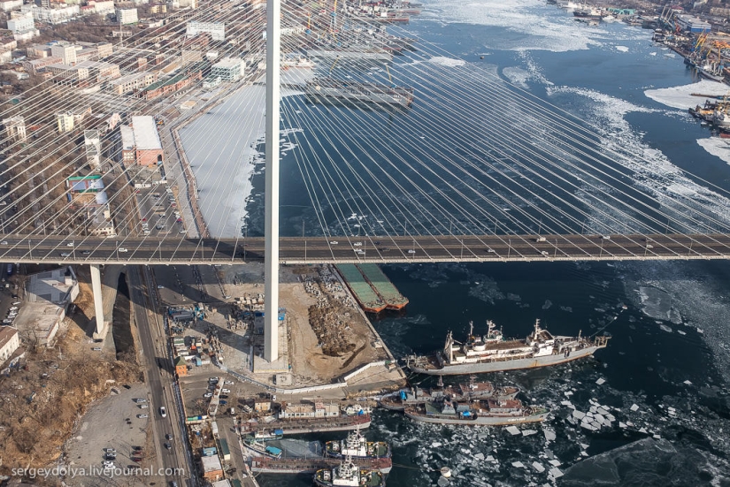 Vladivostok, Russian island and the coast from a helicopter Vladivostok, Russian island and the coast from a helicopter