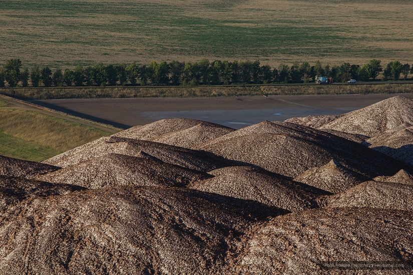 Waste heaps. Soligorsk mountains. Space landscapes of Belarus Waste heaps. Soligorsk mountains. Space landscapes of Belarus