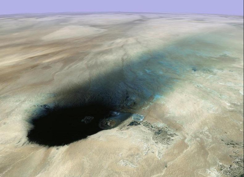 Wau an Namus - an oasis in a volcanic crater Wau an Namus - an oasis in a volcanic crater